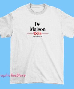 A graphic T-shirt inspired by De Maison 1855, featuring their logo, signature design elements, or branding motifs. The shirt could incorporate elegant or vintage-inspired graphics that reflect the style and identity of De Maison 1855.