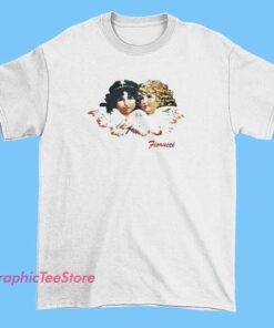 Fashionable graphic T-shirt featuring artistic angel illustrations inspired by Fiorucci's bold and retro style. The design includes vibrant colors, vintage-inspired motifs, and a playful, edgy vibe perfect for trendy casual wear.