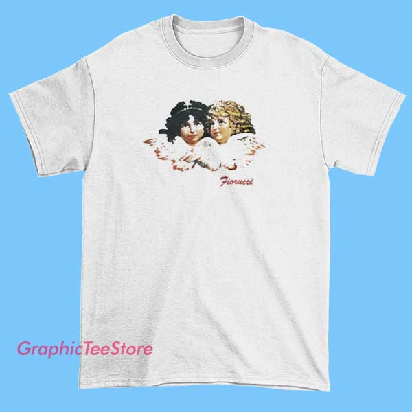 Fiorucci Angel Art Graphic Tees Shirts 2 Fashionable graphic T-shirt featuring artistic angel illustrations inspired by Fiorucci's bold and retro style. The design includes vibrant colors, vintage-inspired motifs, and a playful, edgy vibe perfect for trendy casual wear.