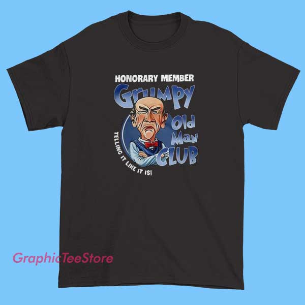 Honorary Member Grumpy Old Man Club Graphic Tee Shirts 2 A graphic tee shirt design featuring a humorous illustration or text that reads "Honorary Member of the Grumpy Old Man Club," perfect for fans of funny, rebellious, or sarcastic humor on casual apparel.