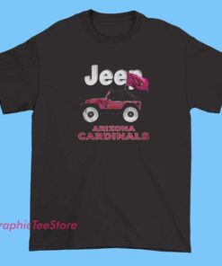 Jeep Arizona cardinals Graphic Tee Shirts 3 A graphic T-shirt featuring the Jeep logo combined with Arizona Cardinals branding, possibly incorporating the team's colors (red, black, white) and logo, designed for fans who love both the vehicle brand and the football team.