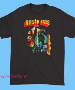 Graphic T-shirt featuring the text 'Nasty Nas 1994' with bold, stylized typography. The design may include hip-hop-inspired graphics or imagery paying homage to Nas's influential debut album 'Illmatic,' released in 1994, reflecting classic hip-hop culture.