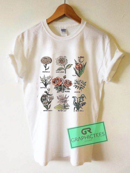 Retro Botanical Flower Graphic Tee Shirts