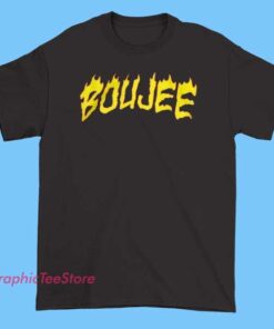 Stylish Bouljee graphic T-shirt featuring bold, colorful abstract artwork and modern typography, ideal for casual wear and expressing contemporary street fashion.