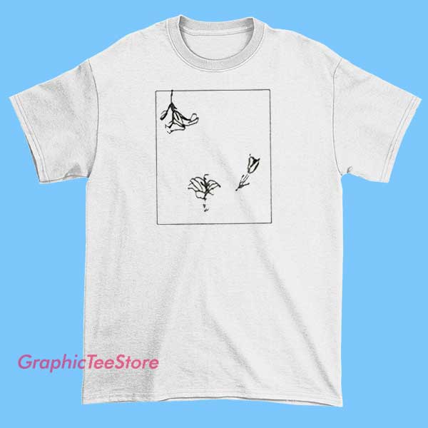 Flower Line Art Graphic Tees Shirts 2 Stylish graphic T-shirts featuring minimalist line art of various flowers. The designs showcase delicate, continuous-line illustrations of blossoms, leaves, and floral arrangements, creating an elegant and modern aesthetic perfect for casual wear.