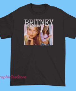 Vintage Britney Spears graphic T-shirts featuring retro-inspired designs, classic album artwork, and iconic images from her early career. These tees often have a distressed or faded look, capturing the nostalgic pop star vibe perfect for fans of all ages