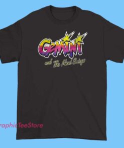 Playful T-shirt with the text 'Gemini and the Mood Swings' accompanied by fun, colorful graphics or zodiac symbols, highlighting the duality and energetic personality traits associated with Gemini.