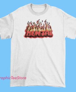 Hentai Flames Graphic Tee Shirts 4 Graphic T-shirt design featuring stylized flames with bold colors and dynamic shapes, creating an energetic and eye-catching visual effect.