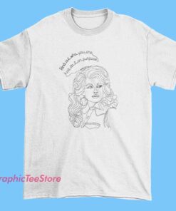 A stylish graphic tee featuring a minimalistic outline illustration of Dolly Parton, capturing her iconic hairstyle and facial features, paired with a simple, bold design perfect for fans of the country legend