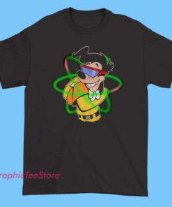 Goofy Movie Powerline Tee Shirts 3 A colorful graphic tee featuring Powerline, the energetic pop star from Disney's Goofy Movie. The design shows Powerline with vibrant, neon-like colors, performing on stage with dynamic lights and musical notes, capturing a fun and lively vibe