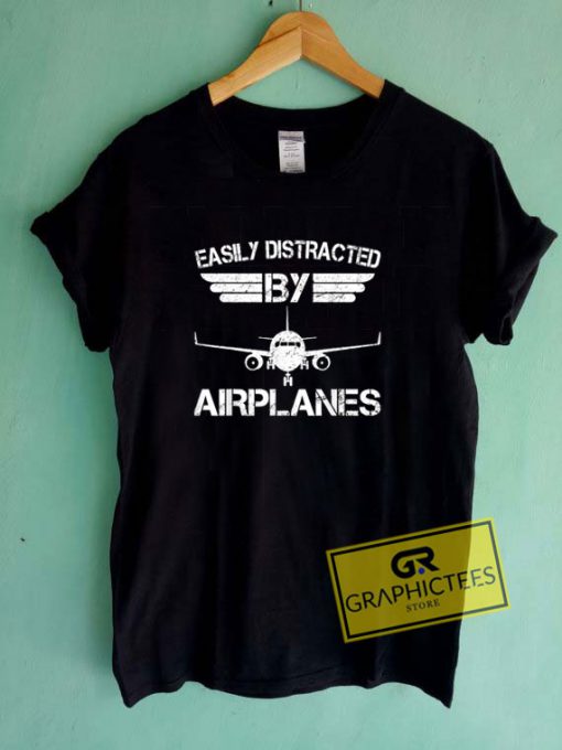Easily Distracted By Airplanes Tee Shirts