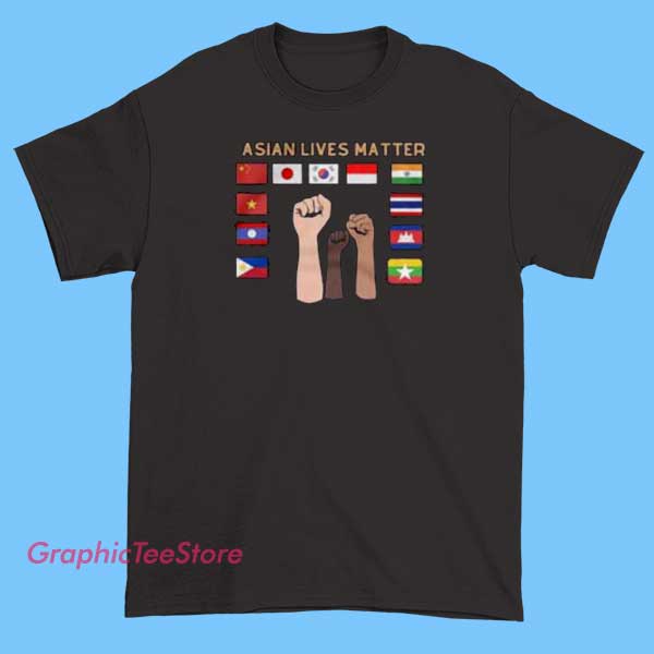Asian Lives Matter Flag Tee Shirts 2 T-shirt featuring the Asian Lives Matter flag design, with bold colors and symbols representing unity and solidarity, incorporating elements like the Asian flag or related motifs, and emphasizing messages of support and awareness.