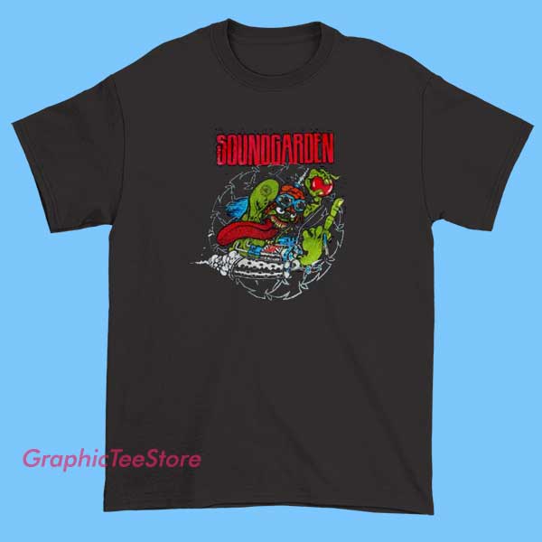 Scary Soundgarden Vintage Tee Shirts 2 A vintage-style Soundgarden band t-shirt featuring retro-inspired artwork, bold fonts, and classic rock imagery, designed to evoke a nostalgic and edgy vibe perfect for fans of the grunge icon.