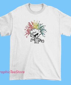T-shirt featuring a creative mashup of the Grateful Dead logo with Calvin and Hobbes artwork, blending psychedelic and comic art styles to celebrate music and comic culture