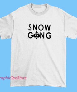 A group of stylish women wearing snow gang queens themed T-shirts, showcasing bold and vibrant designs that celebrate their icy and regal aesthetic.