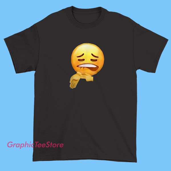 Sheesh Face Meme Biting Lips Tee Shirts 2 A person making the "Sheesh" face with biting lips, often used in memes, printed on T-shirts.