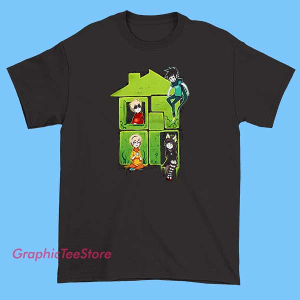 Homestuck Graphic Tee Shirts 2 Graphic design of the Huayuansvip Homestuck logo, featuring stylized elements and symbols associated with the Homestuck webcomic fandom, displayed on a T-shirt.