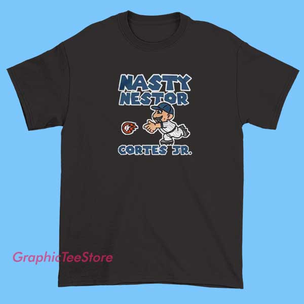 Nestor Cortes Jr Meme Tee Shirts 2 Funny T-shirt featuring Nestor Cortes Jr., the New York Yankees pitcher, with humorous captions or memes highlighting his unique pitching style and personality.