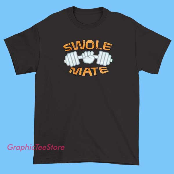 Swolemate Meme Tee Shirts 2 Graphic T-shirt featuring a humorous meme design related to fitness and partnerships, perfect for workout buddies or gym lovers.