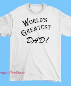 Front view of a Seinfeld-themed 'World's Greatest Dad' T-shirt featuring a graphic design with Seinfeld-inspired text and imagery, in casual style on a T-shirt