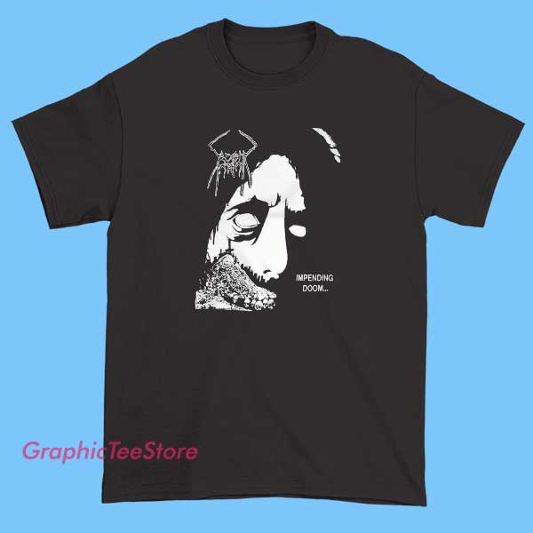 Sadistic Intent Impending Doom Merch Shirt 2 A merchandise shirt featuring the phrase "Intent Impending Doom" with bold, edgy typography, conveying a dark or rebellious vibe.
