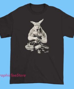Vintage-style T-shirt featuring a graphic of a kangaroo and Australian flags with the text 'Joey Roo Australia' in retro font.