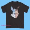 Bad Bunny Puerto Rico Tee Shirts 4 A vibrant white T-shirt featuring a bold graphic design of Bad Bunny with Puerto Rican flag elements.