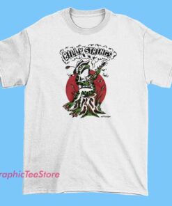 Graphic of a vibrant green frog with intricate patterns, surrounded by nature-inspired elements, featuring the text 'Billy Strings' in bold lettering, representing the artist's merchandise design.