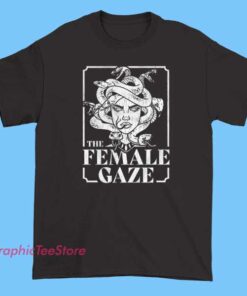 A stylish graphic T-shirt featuring empowering and artistic designs that celebrate the female gaze.
