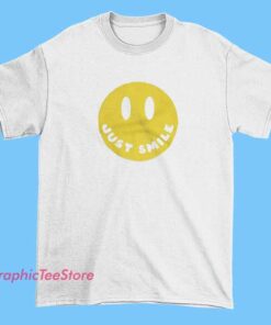 A merch shirt featuring the words "Just Smile" along with images or names of Montana and Ryan, representing their branding or collaboration.