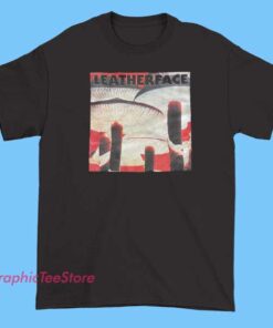 A graphic T-shirt inspired by the Mush album, featuring artwork or themes related to Leatherface, with bold graphics and text that represent the band's style.