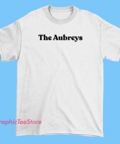 A t-shirt featuring the merchandise logo of The Aubreys, showcasing their distinctive band branding design on the front.