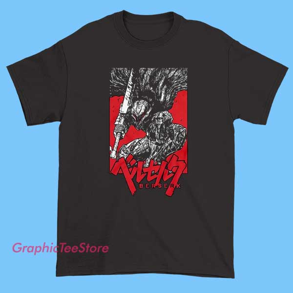 Bloody Guts Anime Berserk Shirt 2 A "Bloody Guts" anime Berserk shirt featuring iconic imagery from the series, such as Guts wielding his massive sword amidst a bloody battlefield, with dark, intense colors and detailed artwork that captures the gritty, brutal essence of Berserk. Would you like a visual design or a specific style?