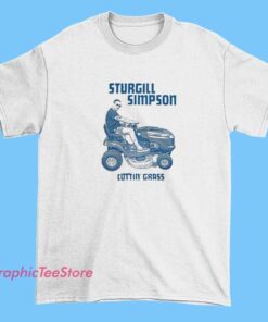 Cuttin Grass Sturgill Simpson Shirt 5 A person wearing a Sturgill Simpson T-shirt featuring a design related to cutting grass, possibly with imagery of grass, mowing, or a rural scene.