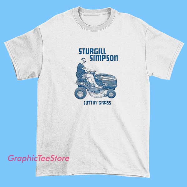 Cuttin Grass Sturgill Simpson Shirt 2 A person wearing a Sturgill Simpson T-shirt featuring a design related to cutting grass, possibly with imagery of grass, mowing, or a rural scene.