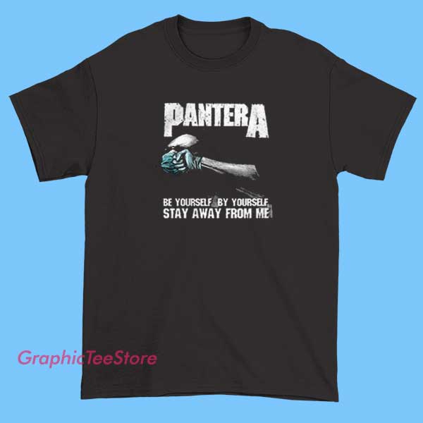 Social Distancing Be Yourself Pantera Shirt 2 A T-shirt featuring the phrase "Be Yourself" alongside the band name Pantera, designed to promote individuality and confidence with a bold, rock-inspired style.