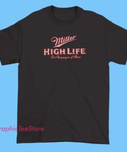 Button-up shirt featuring the Brew City Miller High Life logo and branding, with a classic design showcasing the beer company's emblem and vintage-inspired graphics, perfect for casual wear.
