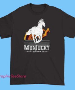 A T-shirt featuring the Montucky Cold Snack brewery logo with bold, vintage-style lettering. The design may include images of a cold beer, mountains, or rustic elements to showcase the brewery's rugged, outdoorsy vibe. Perfect for fans of Montucky Cold Snack beer and brewery merchandise.