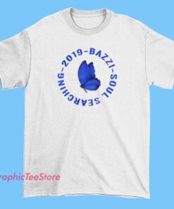 A Bazzi Soul Searching merch shirt featuring a sleek, modern design with bold typography and artistic elements inspired by the song's themes of introspection and self-discovery. The shirt may include minimalist graphics or a stylish logo representing Bazzi.