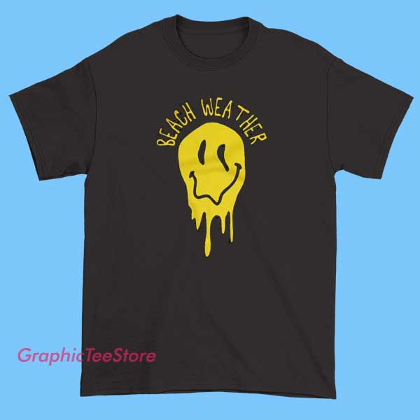 Beach Weather T Shirt 2 A stylish Beach Weather T-shirt featuring a vibrant, summery design with imagery of sunshine, waves, palm trees, or a beach scene. The shirt might include playful or relaxed text like 'Beach Weather' in fun fonts, perfect for casual days by the sea or dreaming of sunny getaways.