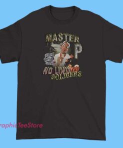 A T-shirt design featuring Master P and the No Limit Records logo, showcasing bold graphics and text celebrating the iconic hip-hop label.