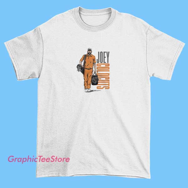 Design Merch Joey Cold Cuts Shirts 2 Image of a Joey Cold Cuts themed t-shirt featuring a playful cartoon sandwich with layers of deli meats, cheese, and lettuce, accompanied by bold, fun lettering that says 'Cold Cuts Crew'