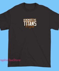 A collection of "Remember the Titans" themed T-shirts featuring inspirational quotes, team graphics, and vintage-style designs celebrating unity and teamwork.