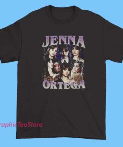 Retro Jenna Ortega Merch Shirt 5 A retro-style Jenna Ortega merchandise shirt might feature vintage-inspired graphics of Jenna's iconic roles or images, with bold, nostalgic fonts and color schemes like muted tones or pastel shades to give it a classic, throwback feel. Would you like a specific design idea or style?