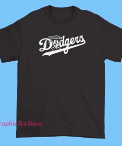 Retro Logo Raiders Dodgers Shirt 5 A retro-style logo featuring the Los Angeles Dodgers, designed for a shirt. The logo has vintage colors and typography, giving it a nostalgic baseball vibe.