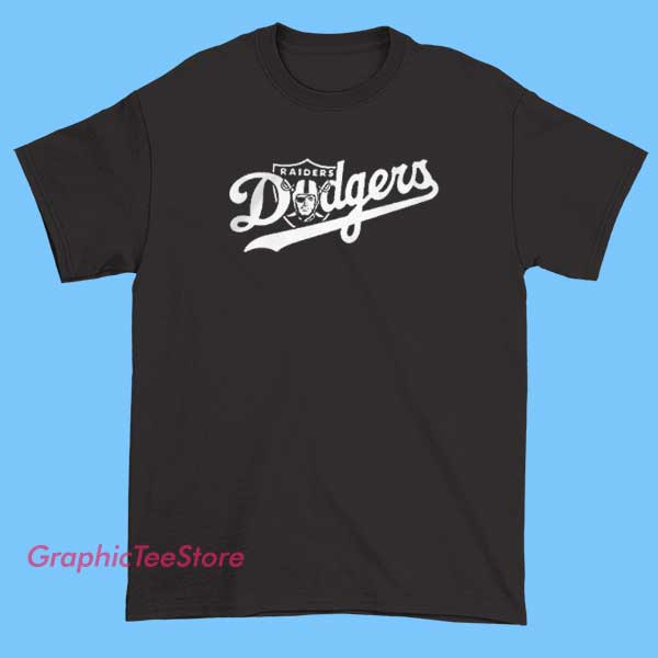 Retro Logo Raiders Dodgers Shirt 2 A retro-style logo featuring the Los Angeles Dodgers, designed for a shirt. The logo has vintage colors and typography, giving it a nostalgic baseball vibe.