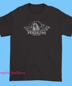 A line art illustration of Jesus on a shirt with the phrase 