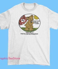 A bold and humorous T-shirt design featuring the phrase "Bear buckle the fuck up, bitches, I'm coming" in large, eye-catching lettering. The shirt may include playful or edgy graphics of a bear buckling a belt or snarling to enhance the humorous, rebellious vibe. Perfect for those who want to make a strong, funny statement with their style.