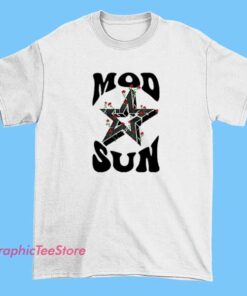 Rose Star Canada Tour Mod Sun Shirt 5 A person wearing a Mod Sun-themed shirt featuring a rose and star design, promoting the Canada tour.