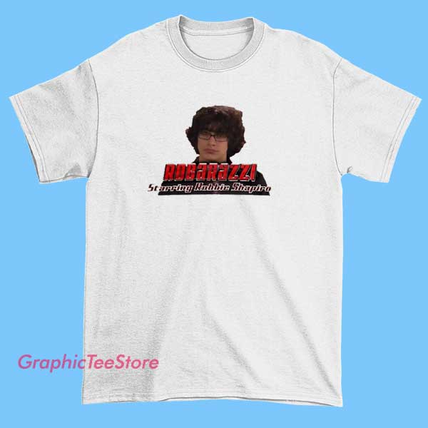 Meme Art Shapiro Robarazzi Shirt 2 A humorous meme-inspired illustration featuring a shirt with Shapiro-themed artwork and the word "Robarazzi" displayed prominently, blending satirical commentary with bold graphic design.